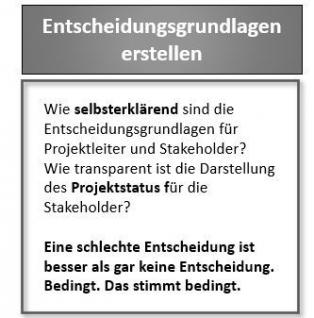 Shift-To-Chances, Projektmanagement, Entscheidungsgrundlagen